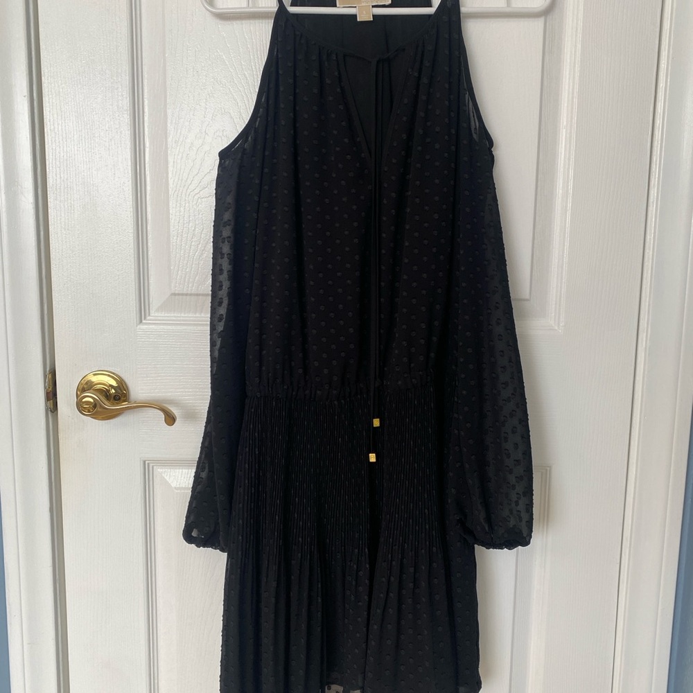 Michael Kors Black Cold Shoulder Long Sleeve Dress